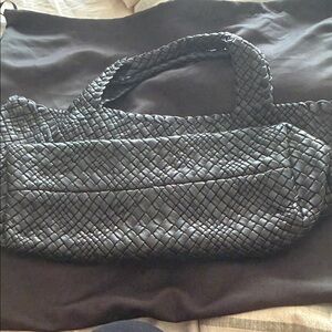 Chic Black Woven Shoulder Bag